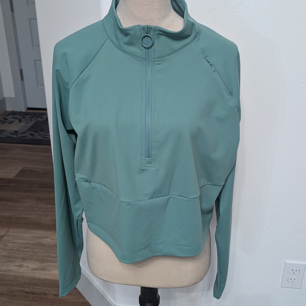 Women's Sage Green Quarter-Zip Sweatshirt
